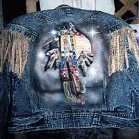 Cincinnati Makeup Artist Jodi Byrne Jackets & Illustrations Indian Symbol Jean Jacket